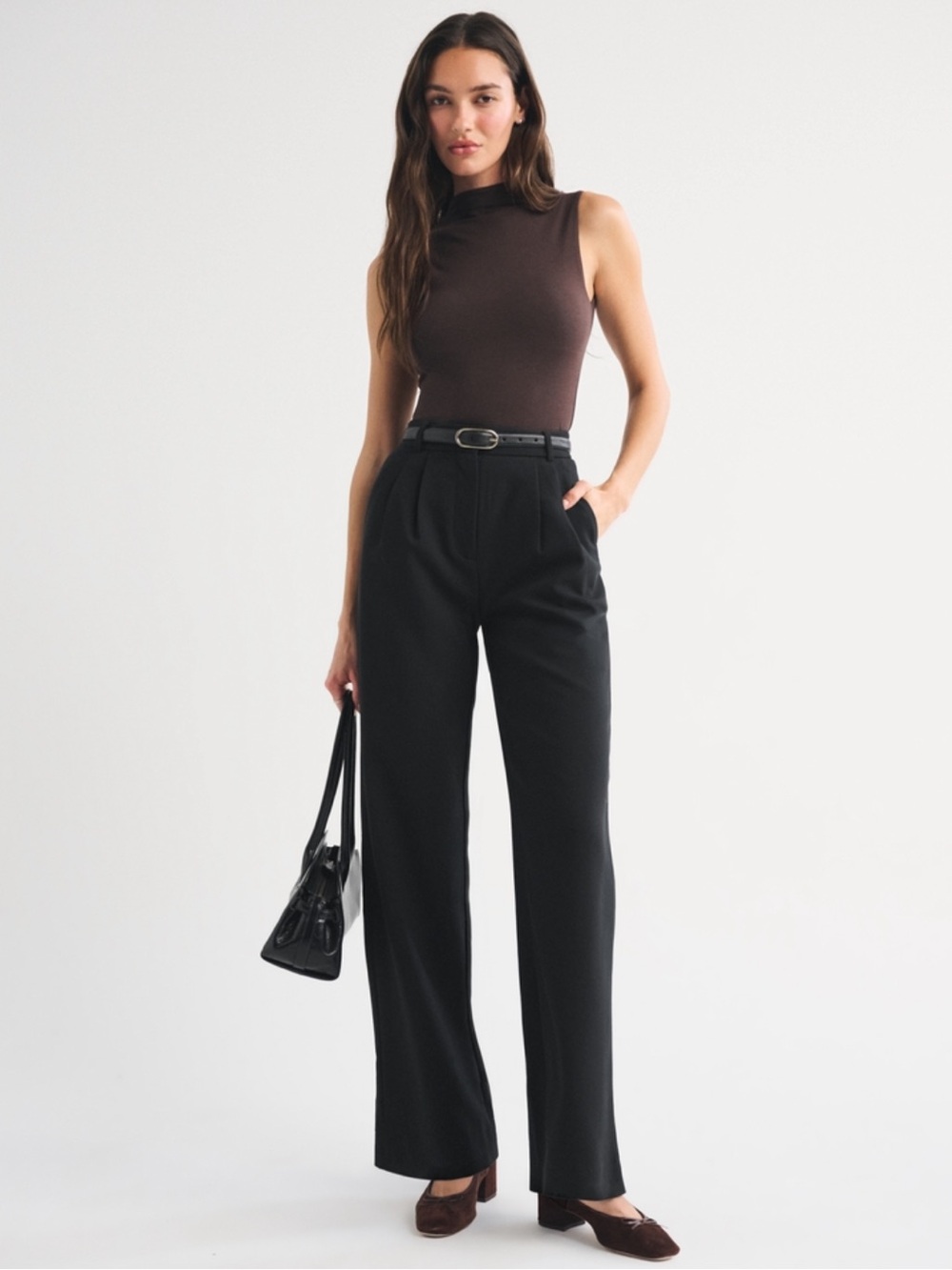 Abercrombie & Fitch Black Wide-Leg Trousers